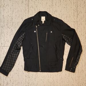 Diesel Black Wool Blend Full Zip Casual Biker Dress Coat Jacket Vintage Y2K